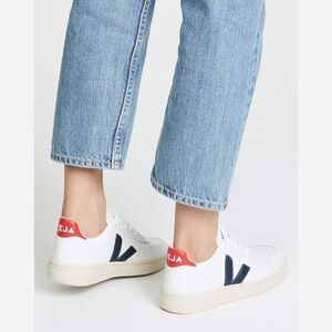 Veja V-10 Leather Sneakers in the Extra White Nautico Pekin